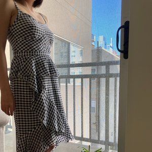 NEW JCrew Gingham Silk Ruffle Dress sz 2